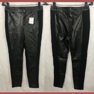 NEW Alice And‎ Olivia Mixed Media Faux Legging Pants Black [ SZ 2 ]
